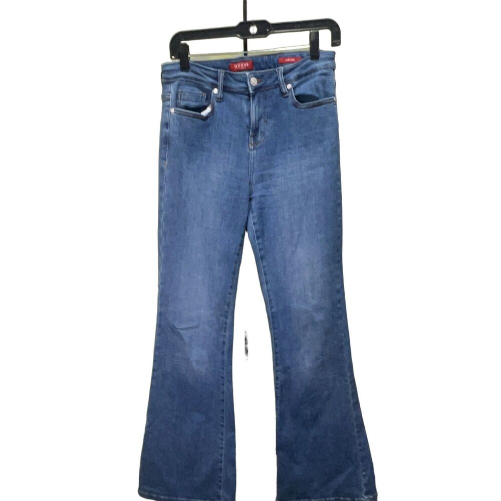 GUESS Women's Flared Jeans Blue Denim Size 29x32 Mid Rise Regular Fit